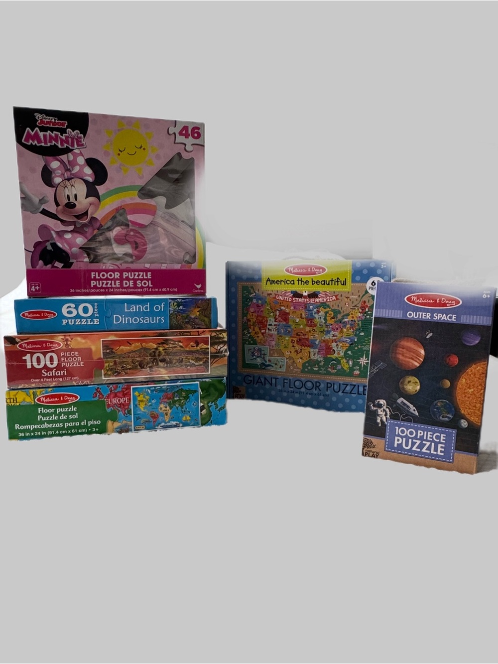 🧩 🆕HUGE Kids Puzzle Bundle – Melissa & Doug, Disney Minnie & More! 🌎🦖🚀